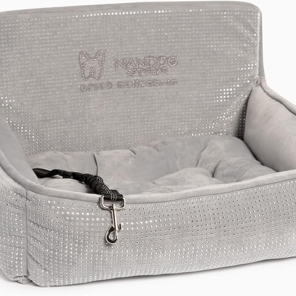 RARE 💎 NANDOG PET Rhinestone Luxury Dog Car Seat Bed Prive Collection (gray) - Picture 2 of 6